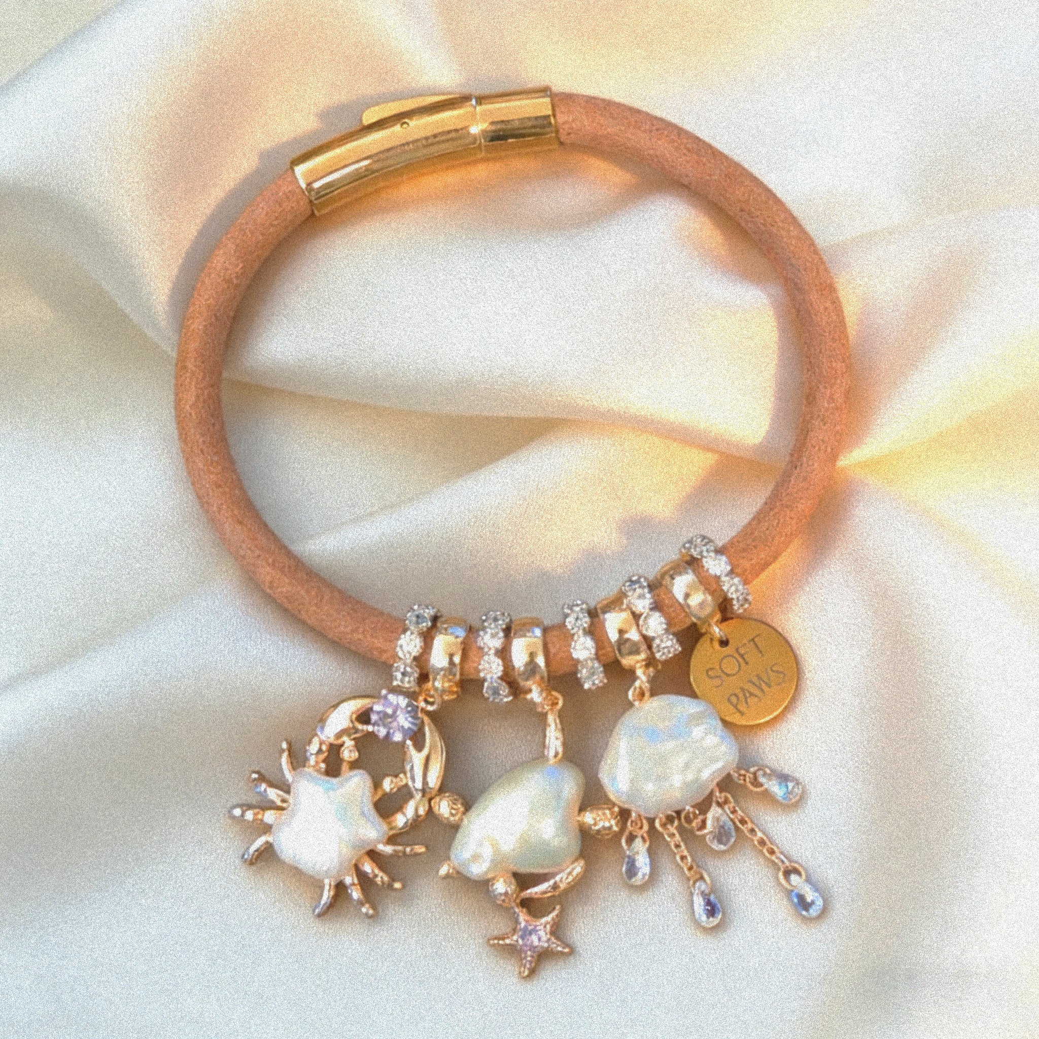 Leather Bracelet  - Pearl